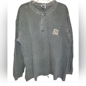 Rare Vtg 90s Say-Ow Gear Jr Seau Chargers Henley  Excellent Condition Green Sz L